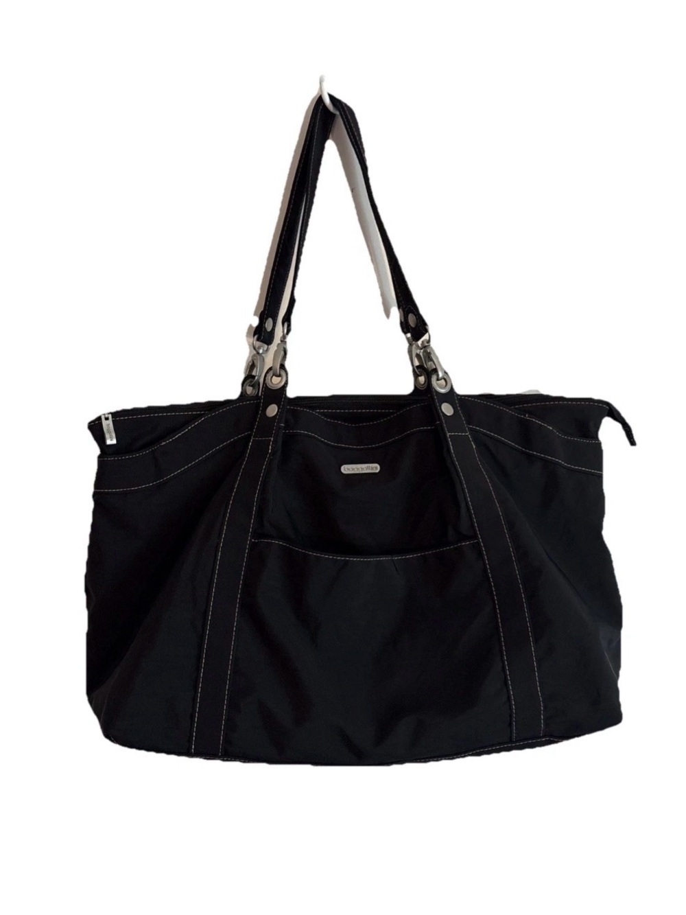 Baggallini Black Tote Bag with Contrast Stitching Travel Purse Double Handle